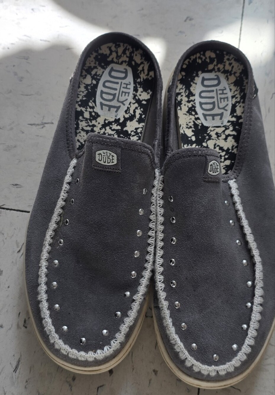 Hey Dude Austin Lift Charcoal Gray Studded Slip-On Loafers - 11